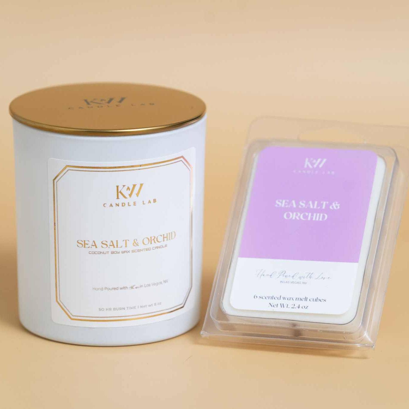 sea salt orchind candle and wax melt