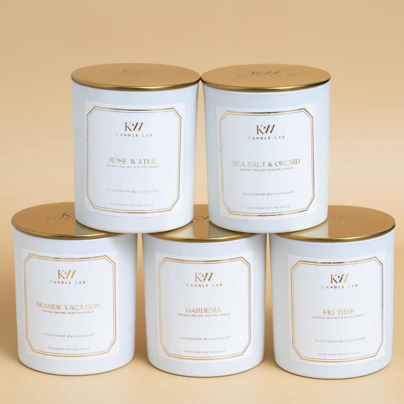 5 candle bundle rose water sea salt orchid seaside vacation gardenia fig tree