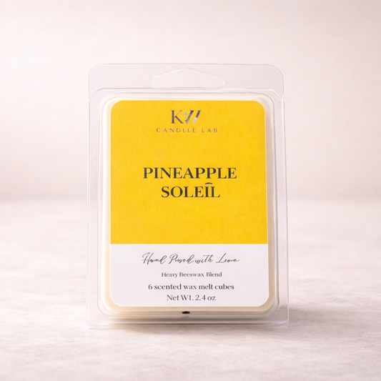 KW Candle Lab Pineapple Soleil luxury wax melts hand-poured in Las Vegas using a proprietary soy wax and beeswax blend.