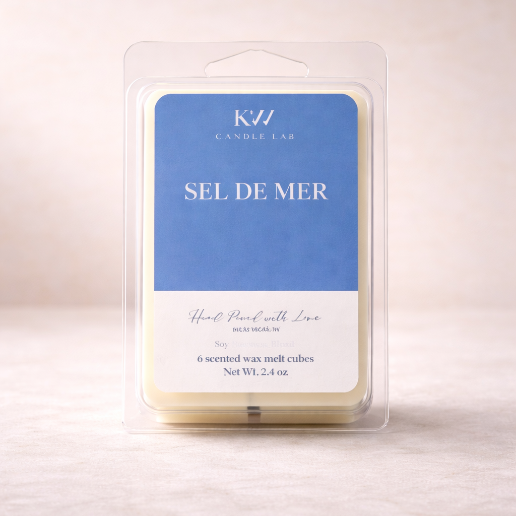 KW Candle Lab Sel de Mer wax melt cubes packaging on a light background