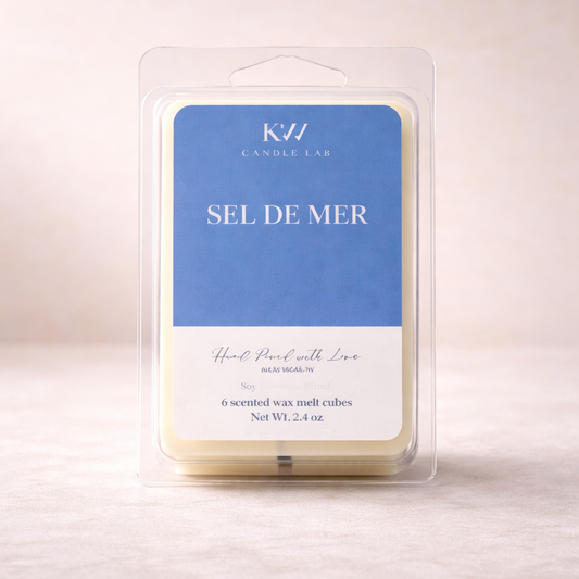 KW Candle Lab Sel de Mer wax melt cubes packaging on a light background
